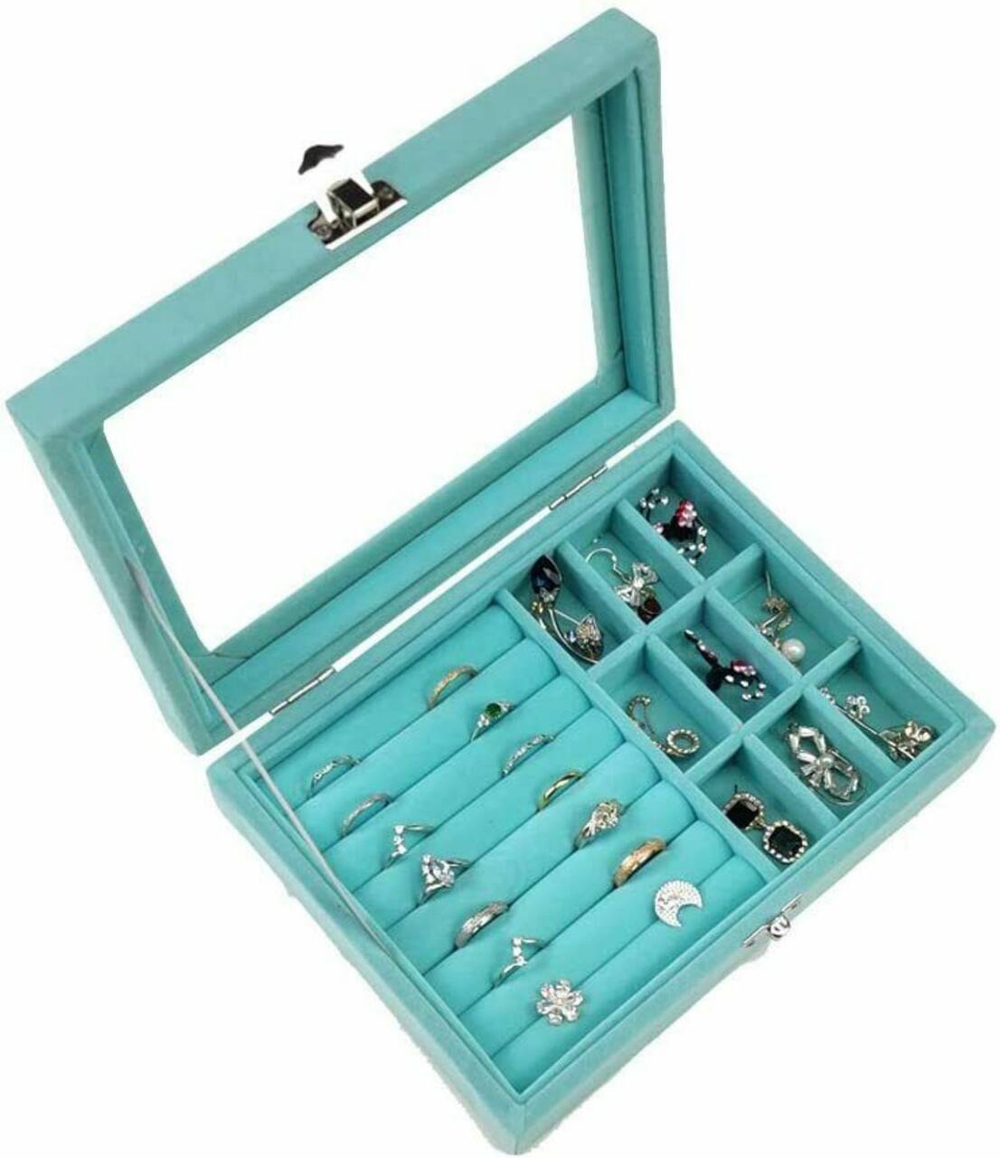 NEX™ 8" Blue Velvet Jewelry Organizer For Earring and Rings